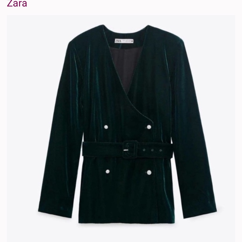 Zara Women's Green Velvet Jacket